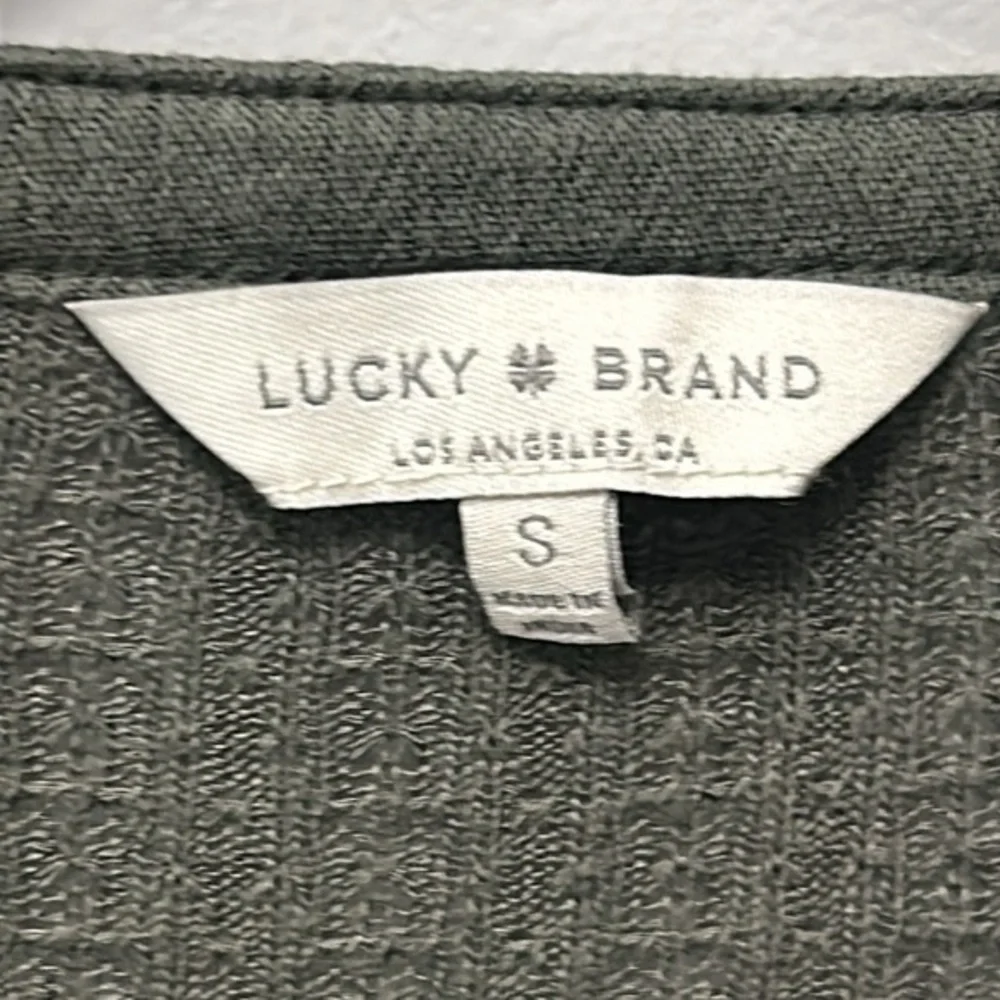 Lucky Brand Drop Needle Top- Dark Aloe-Linen Blend- Women's Small - Picture 4 of 16